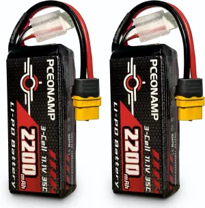 3S Lipo Battery 2200mAh 11.1V 35C with XT60 Plug Rechargeable High Capacity RC Airplane Battery Soft Case Fit for FPV Drone Airplane RC Quadcopter Helicopter