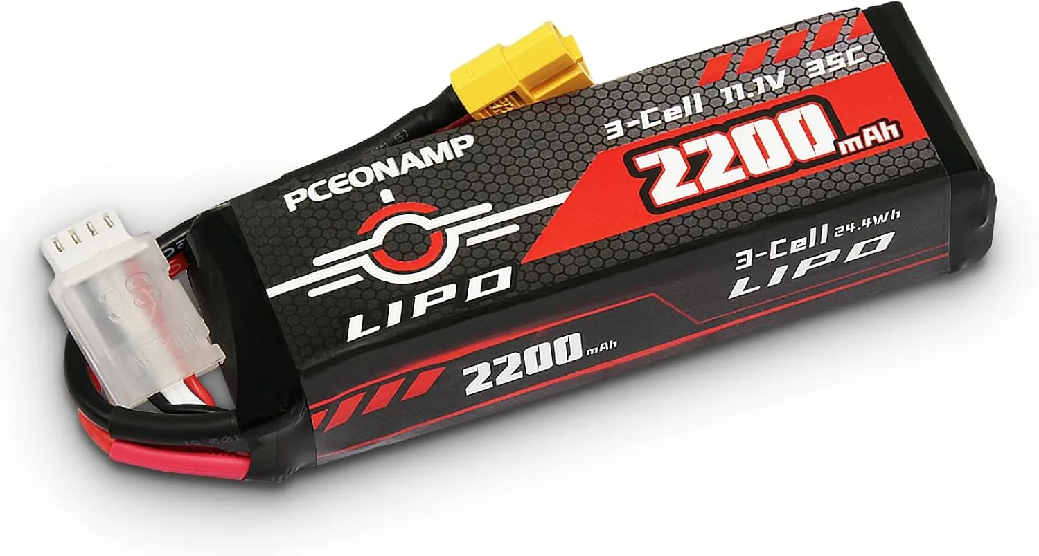 3S Lipo Battery 2200mAh 11.1V 35C with XT60 Plug Rechargeable High Capacity RC Battery Soft Case Fit for FPV Drone Airplane RC Quadcopter Helicopter