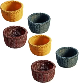 3sets 6pcs Mini House Baskets Creative Decor for Dollhouses Exquisite Miniature Storage Baskets Accessory for Desktop Furniture and DIY Projects 6pcs*3