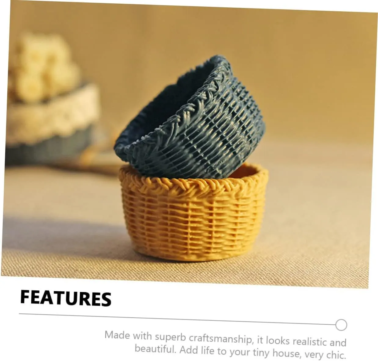 3sets 6pcs Mini House Baskets Creative Decor for Dollhouses Exquisite Miniature Storage Baskets Accessory for Desktop Furniture and DIY Projects 6pcs*3