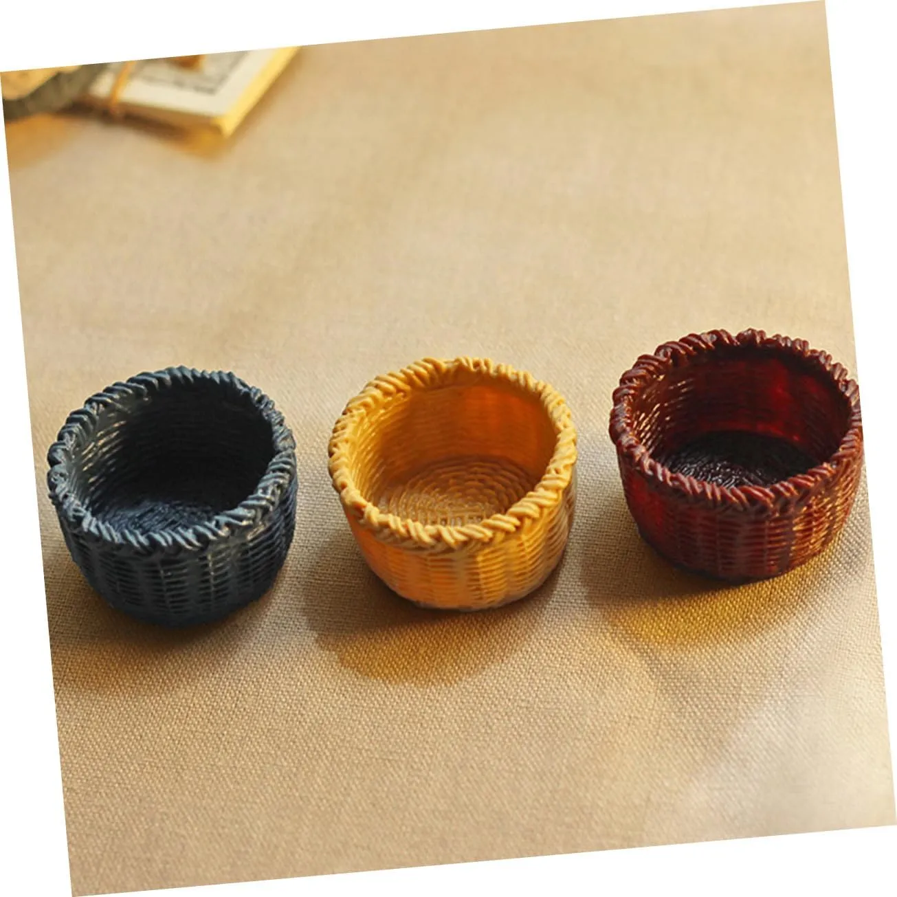 3sets 6pcs Mini House Baskets Creative Decor for Dollhouses Exquisite Miniature Storage Baskets Accessory for Desktop Furniture and DIY Projects 6pcs*3
