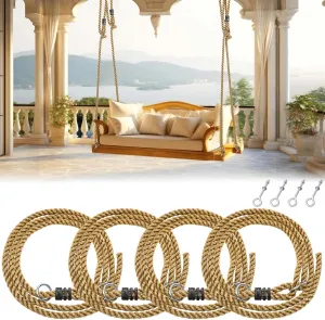 4 Pack Porch Swing Rope Kit Swing Bed Straps Holds 800 Lbs Adjustable Polypropylene Rope Heavy Duty Carabiners for Porch Garden Playground(140 Inches,11.6ft)
