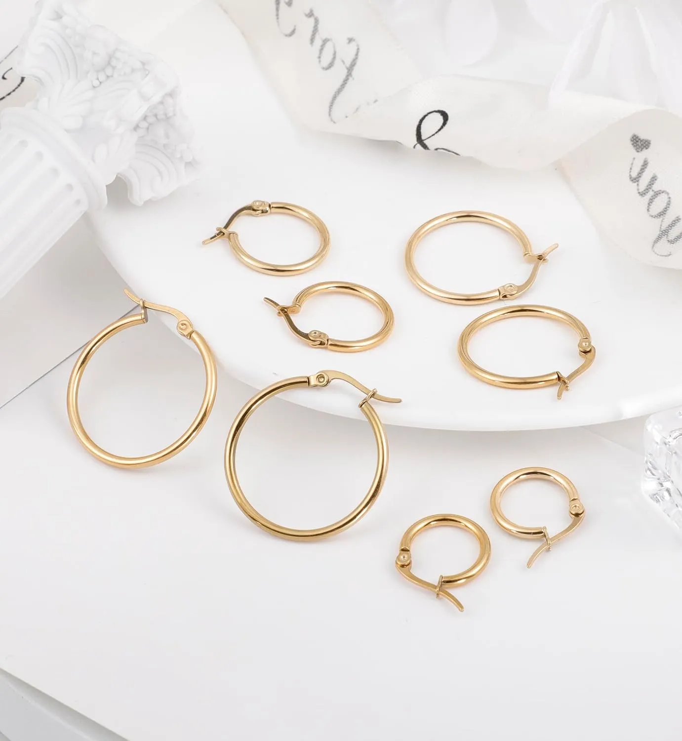 4 Pairs Titanium Hoop Earrings for Sensitive Ears Hypoallergenic Pure Titanium Earrings for Women Men G23 Lightweight Small Huggie Hoop Earrings Set 12MM 15MM 20MM 25MM