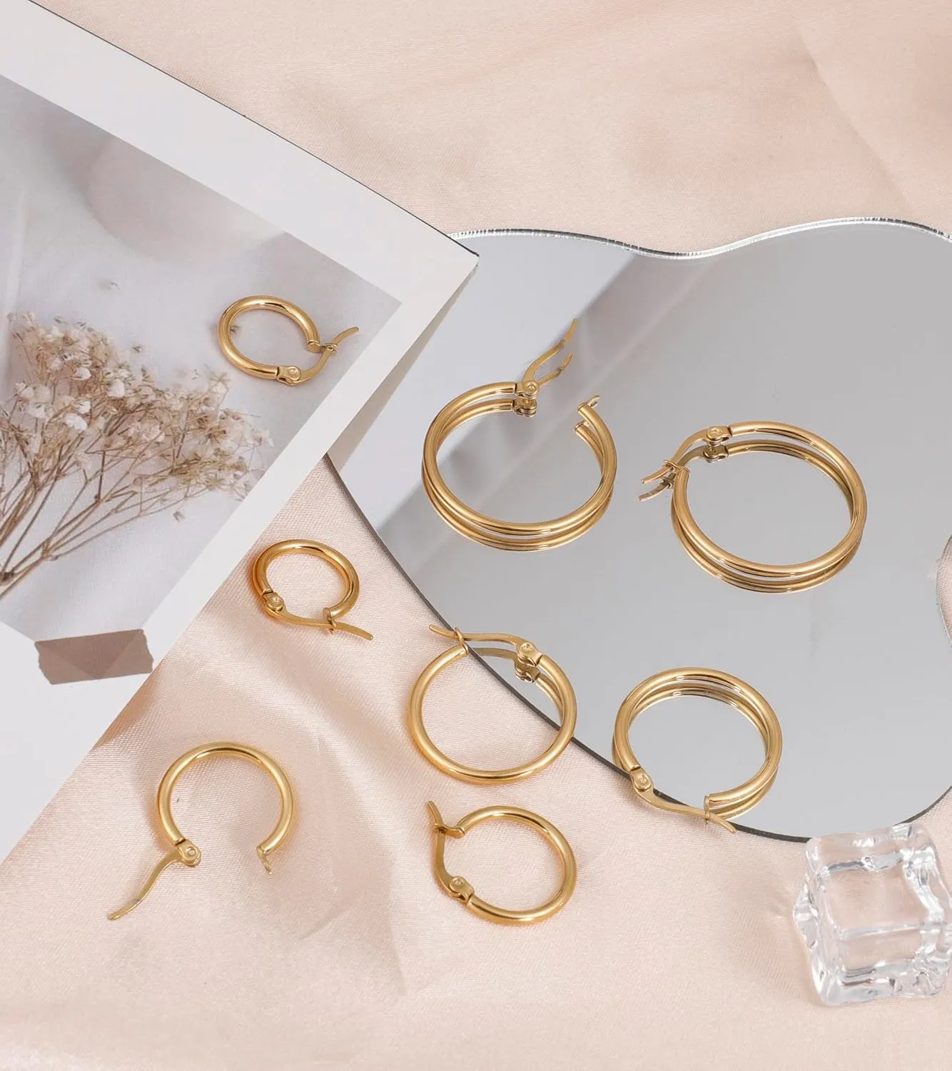4 Pairs Titanium Hoop Earrings for Sensitive Ears Hypoallergenic Pure Titanium Earrings for Women Men G23 Lightweight Small Huggie Hoop Earrings Set 12MM 15MM 20MM 25MM