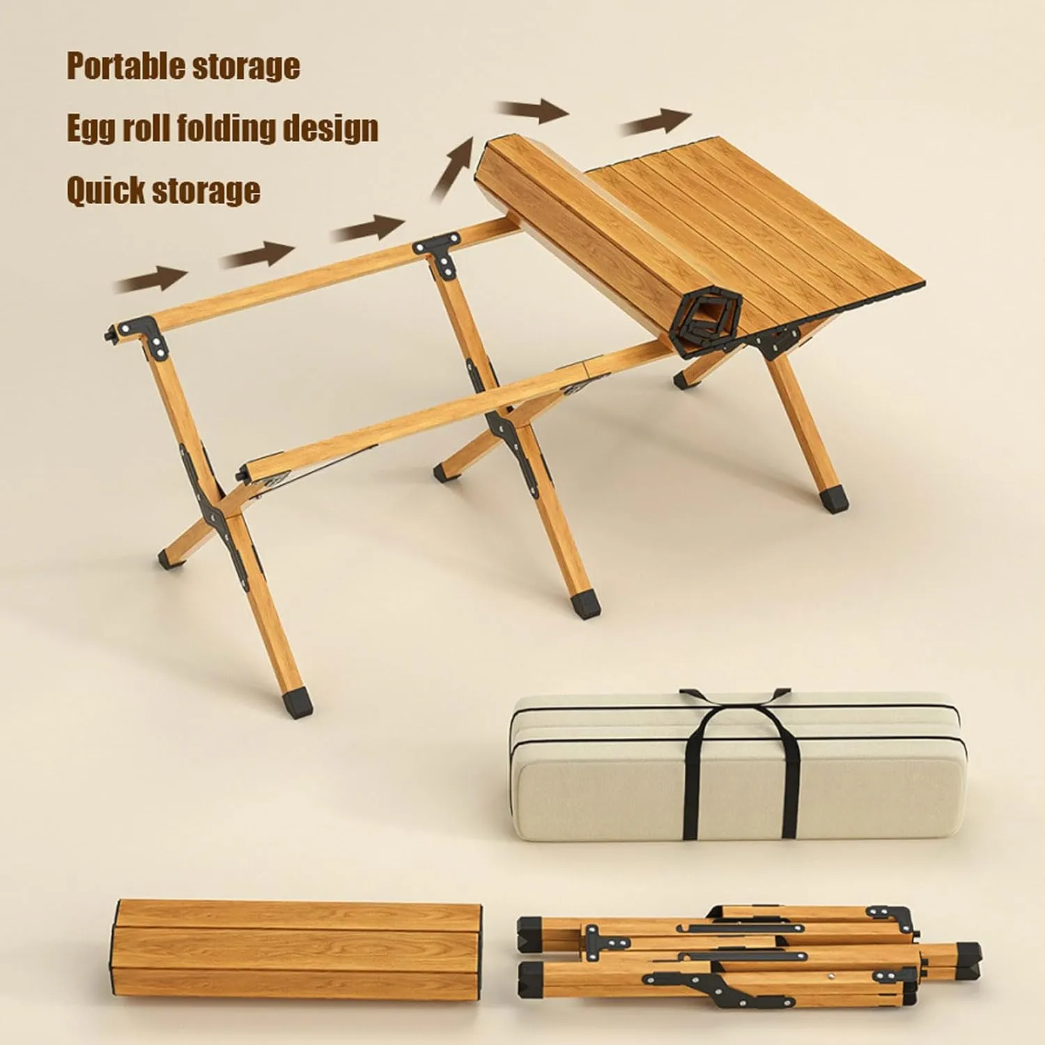 4 Pcs Camping Chair Set with 1pc Picnic Table, Portable Folding Table and Seats Ultralight Aluminum Family Table Chair Set with Carrying Storage Bag
