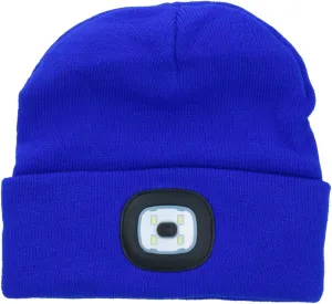 4 SMD Blue Beanie Hat Light USB Rechargeable Head Light Torch Lamp Unisex