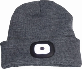4 SMD Grey Beanie Hat Light USB Rechargeable Head Light Torch Lamp Unisex