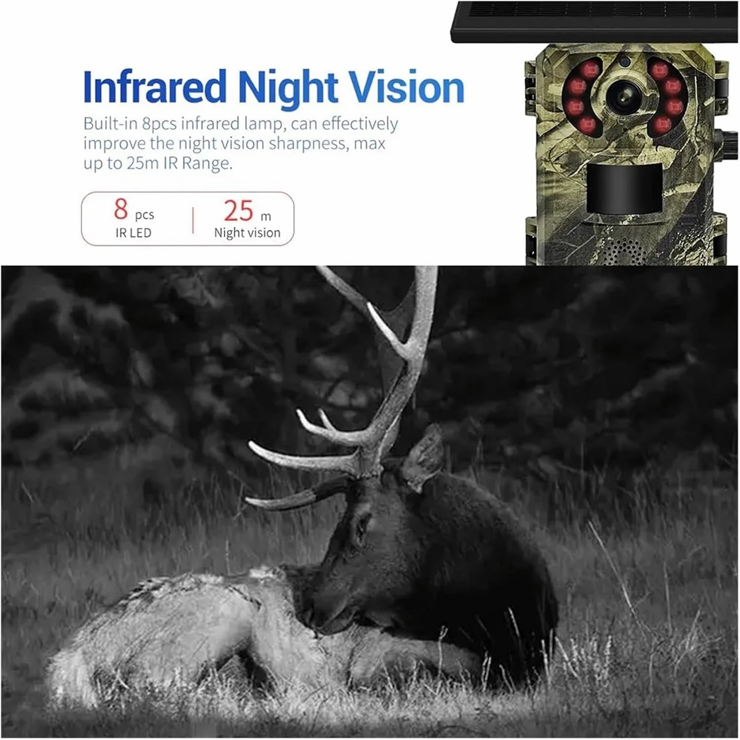4G 2K 4MP PIR Motion Activated 0.2s Trigger Time Night Vision IP66 Hunting Trail Wildlife Battery Solar Camera(EU 4G Band)