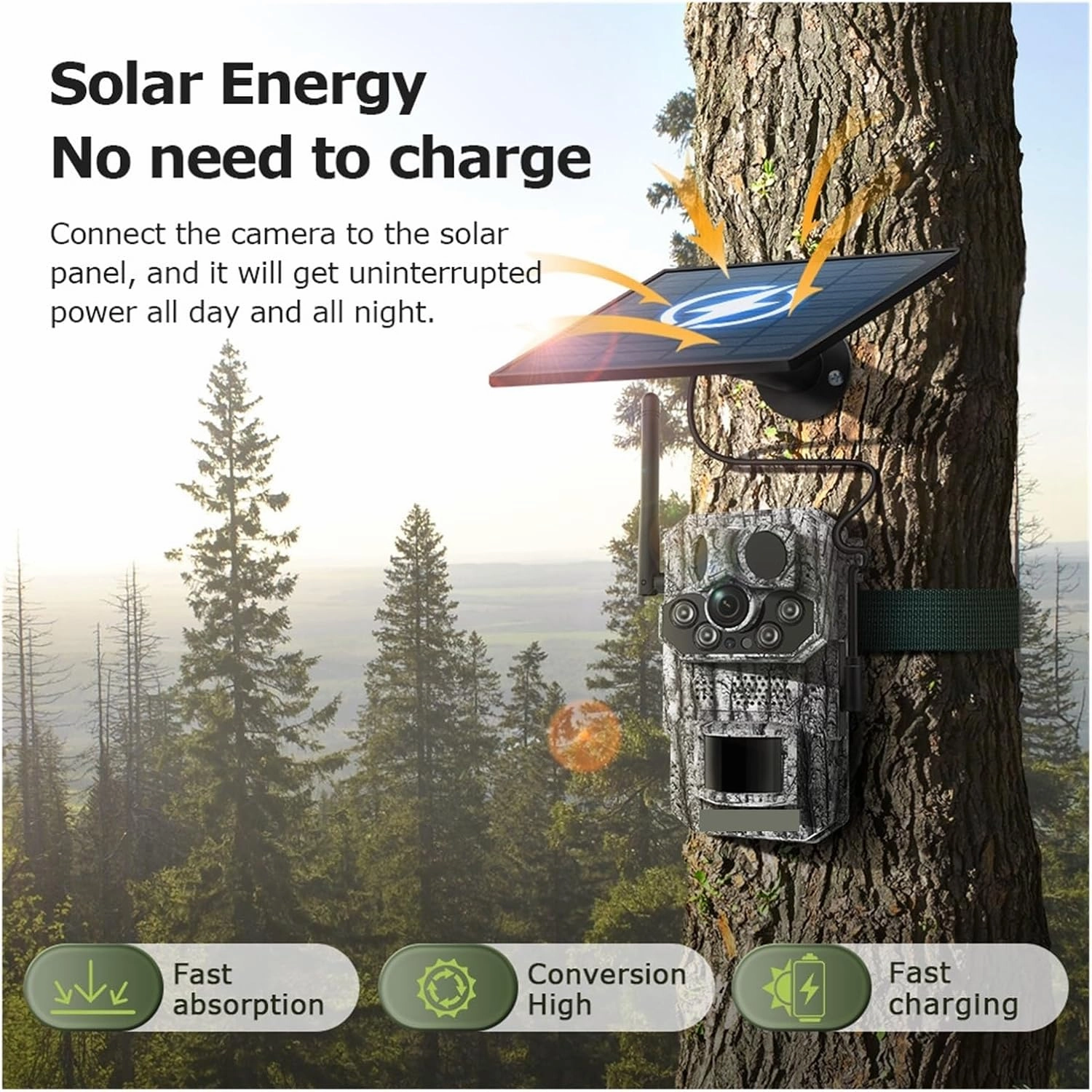 4G 2K 5MP PIR Motion Activated Trigger Time Night Vision IP66 Hunting Trail Wildlife Battery Solar Camera Forest(4MP add 64GB)