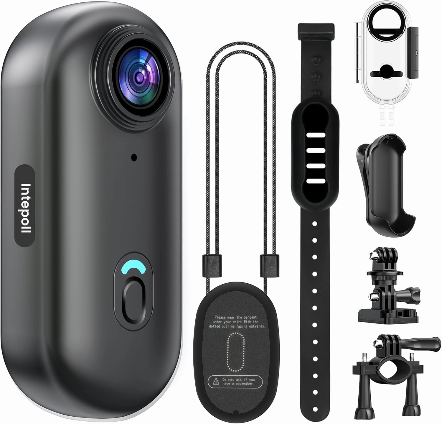 4K Mini Action Camera 128GB Thumb POV Portable Body Cam Wearable Video Recorder with IPX7 Waterproof Underwater Camcorder, Helmet Mount, Magnetic Sport DV for Bike Cycling, Pet, Vlogging(Black)