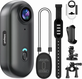 4K Mini Action Camera 128GB Thumb POV Portable Body Cam Wearable Video Recorder with IPX7 Waterproof Underwater Camcorder, Helmet Mount, Magnetic Sport DV for Bike Cycling, Pet, Vlogging(Black)