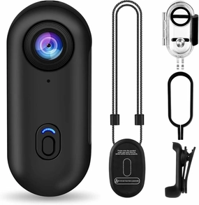 4K Thumb Action Camera with Clip Mount and Waterproof Case, Ultra Small Body Cam with WiFi App Control, Hands-Free Vlogging Mini Camera for Biking Hiking Helmet POV Recording, 64GB Card Included