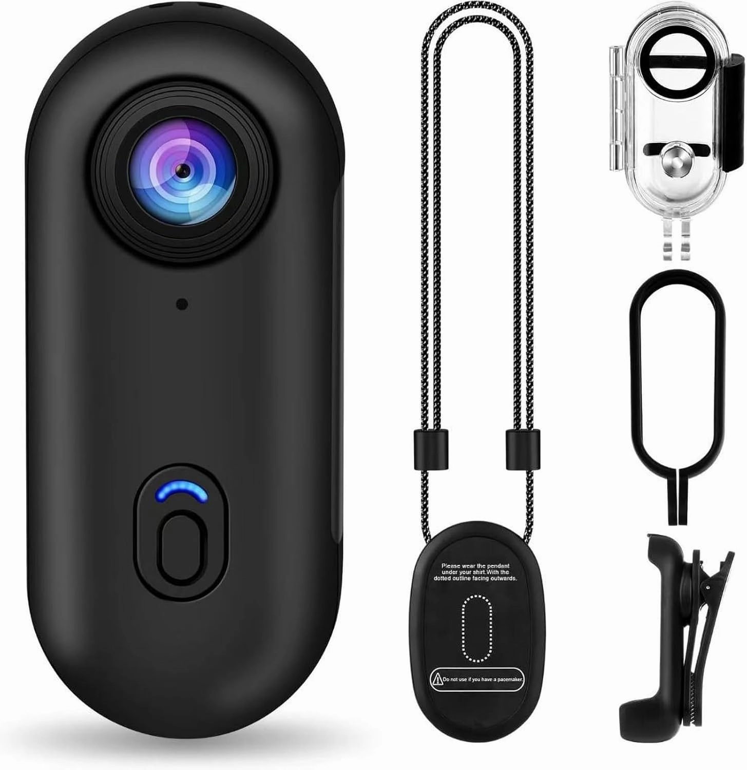4K Thumb Action Camera with Clip Mount and Waterproof Case, Ultra Small Body Cam with WiFi App Control, Hands-Free Vlogging Mini Camera for Biking Hiking Helmet POV Recording, 64GB Card Included