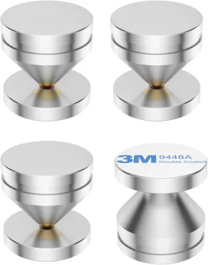 4Pcs Speaker Spikes Stands HiFi Speaker Isolation Stand Cone Shockproof Base Pad Speaker Feet with Non-Slip Rubber Rings for Audio,Speakers,Subwoofers,Turntable DAC Feet Pad. (24mmx23mm, Silver)