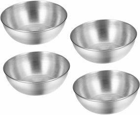 4pcs Round Stainless Steel Sauce Dishes Small Bowls for Dips Seasonings