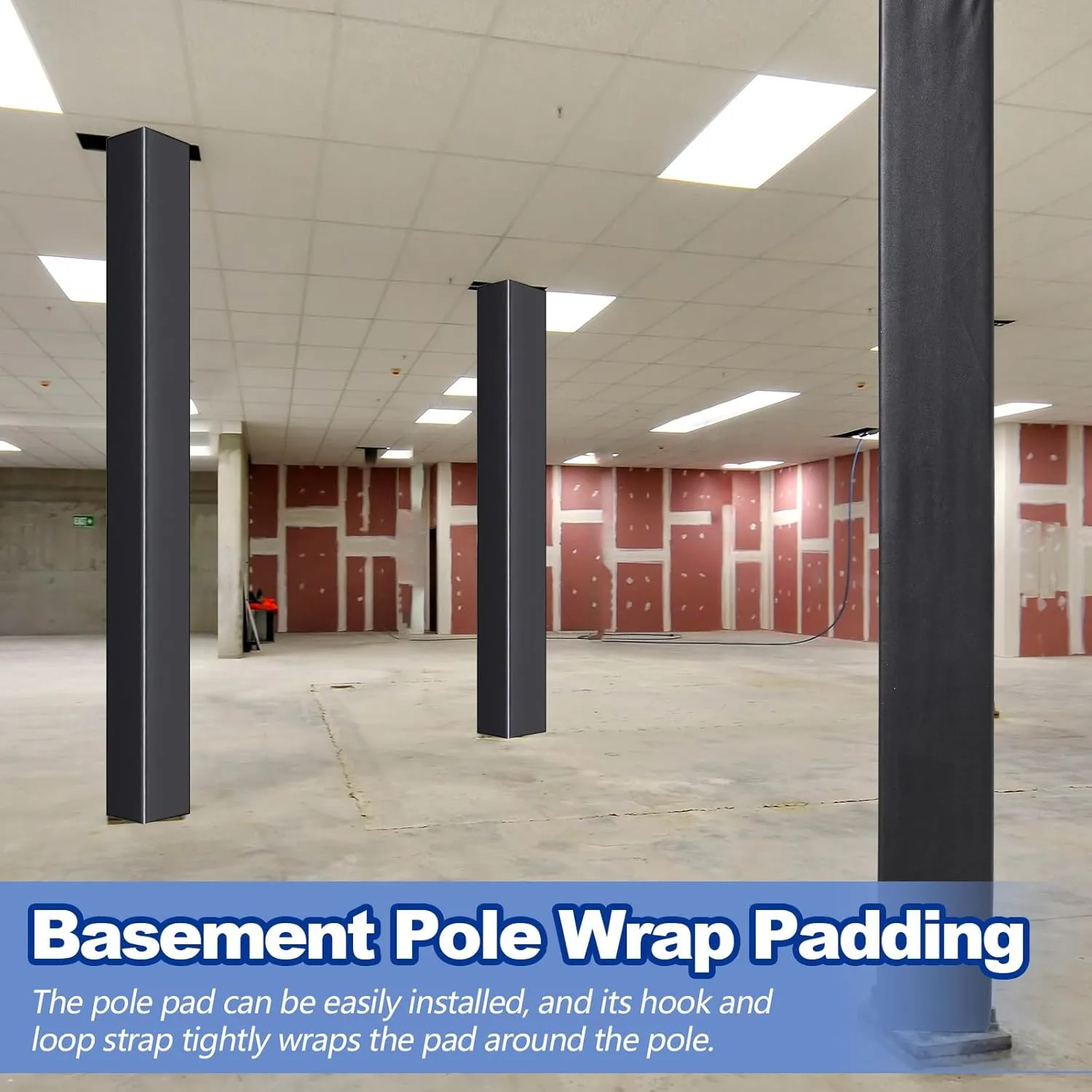 4" Basketball Pole Pads 47.2" Tall Basketball Pole Paddings Weather Resistant Waterproof Garage All Weather Pad for Player Protection and Safety