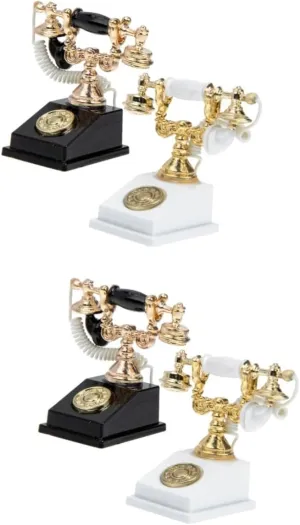 4sets 2pcs Miniature Telephone Model for Dollhouses Realistic Vintage Wall Phone Decoration Mini Phone Figurine for Home Decor and Collectibles 2pcs*4