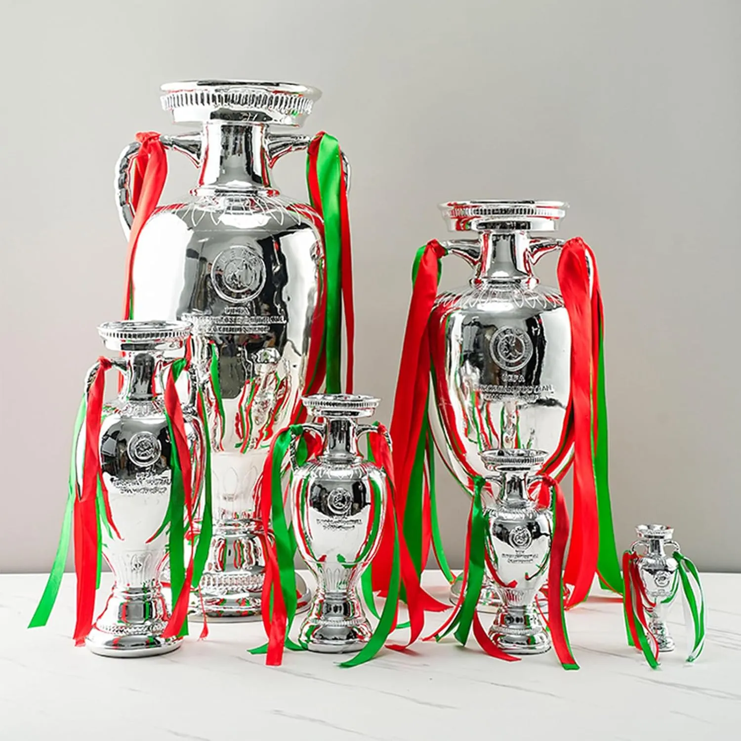 5 Different Sizes Football Championship Tophy, 2024 European Replica Football Delaunay Cup, Resin Soccer Award Sport Fans Souvenir