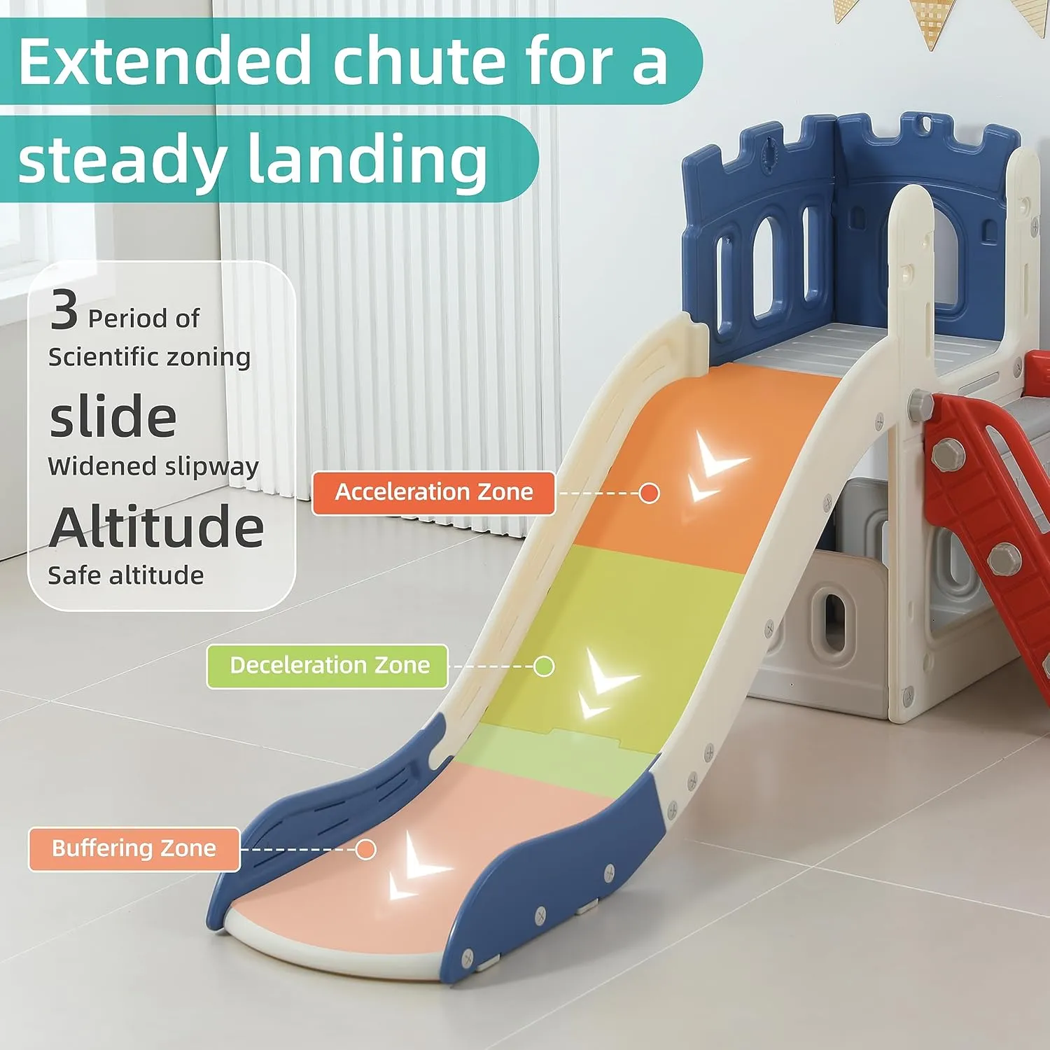 5 in 1 Toddler Slide, Extra-Long Kids Slide for Toddlers Age 1  with Basketball Hoop and Ball, Storage Space, Indoor Outdoor Slide Playset Toddler Playground Climber Playset, Colourful