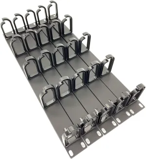 5 Pack 1U 19” Server Rack Cable Management Panel w/D-Ring Hooks - 1U Horizontal or Vertical Wire and Cord Manager Made in Taiwan