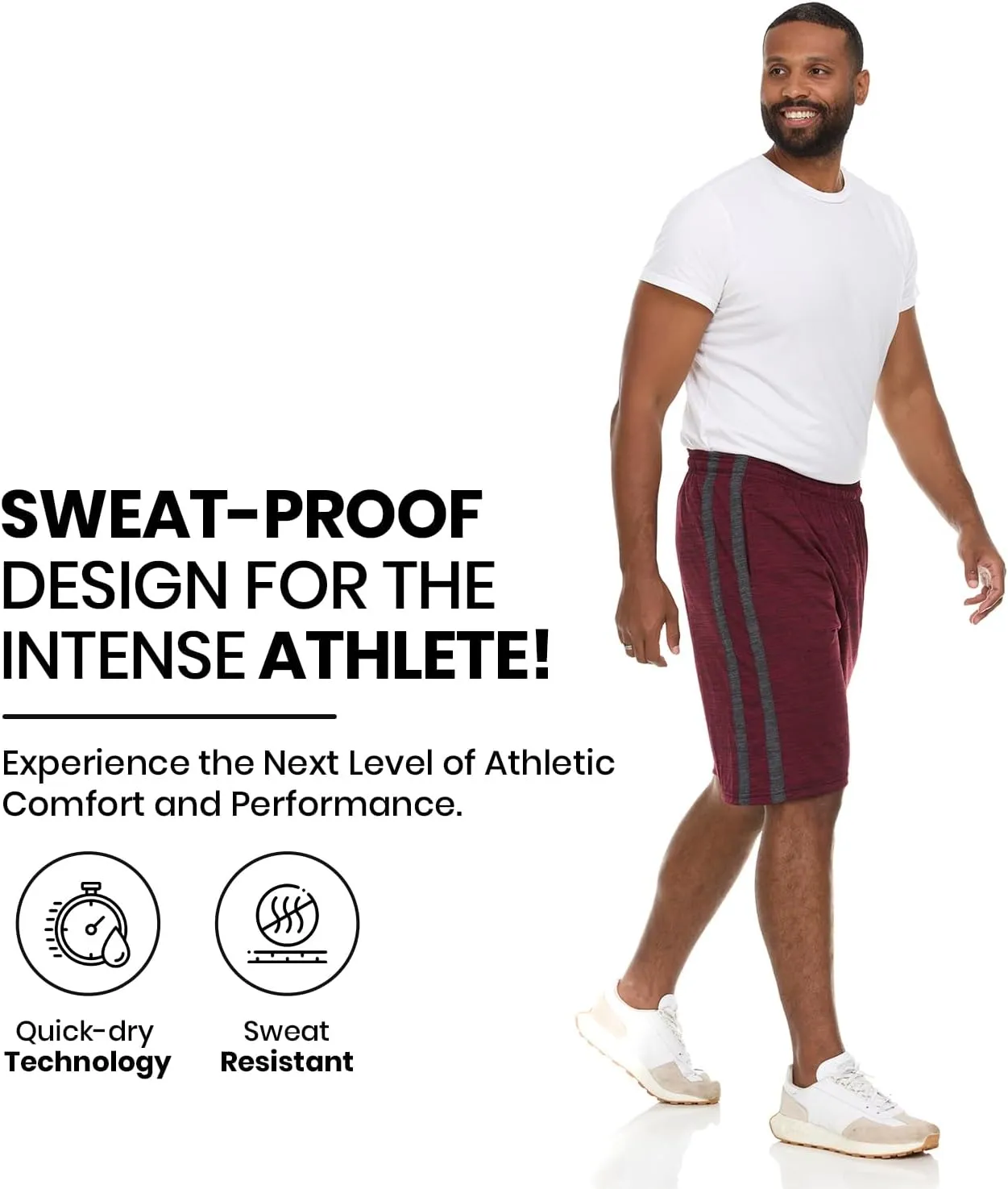 5 Pack: Men's Dry-Fit Sweat Resistant Active Athletic Performance Shorts