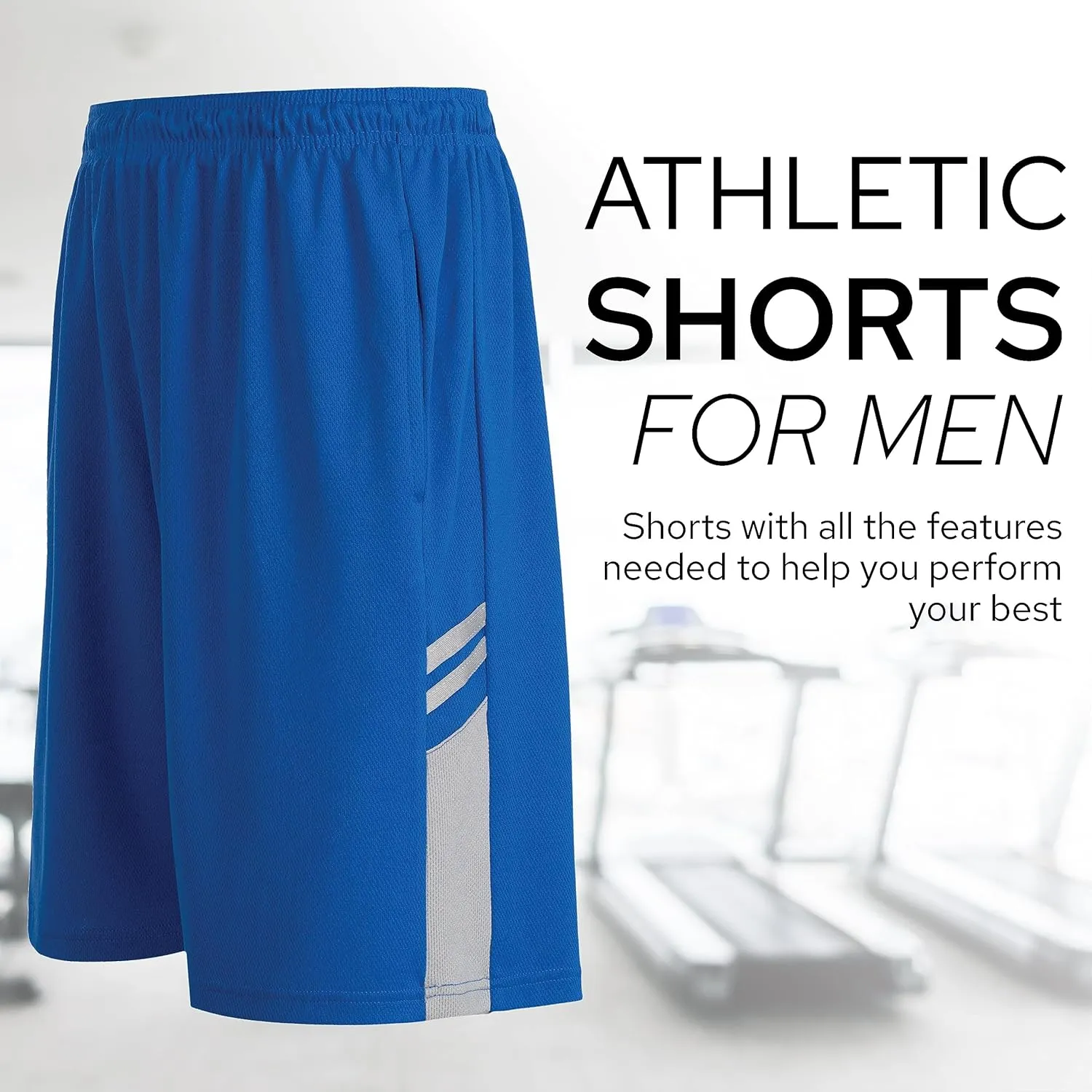 5 Pack: Men's Dry-Fit Sweat Resistant Active Athletic Performance Shorts