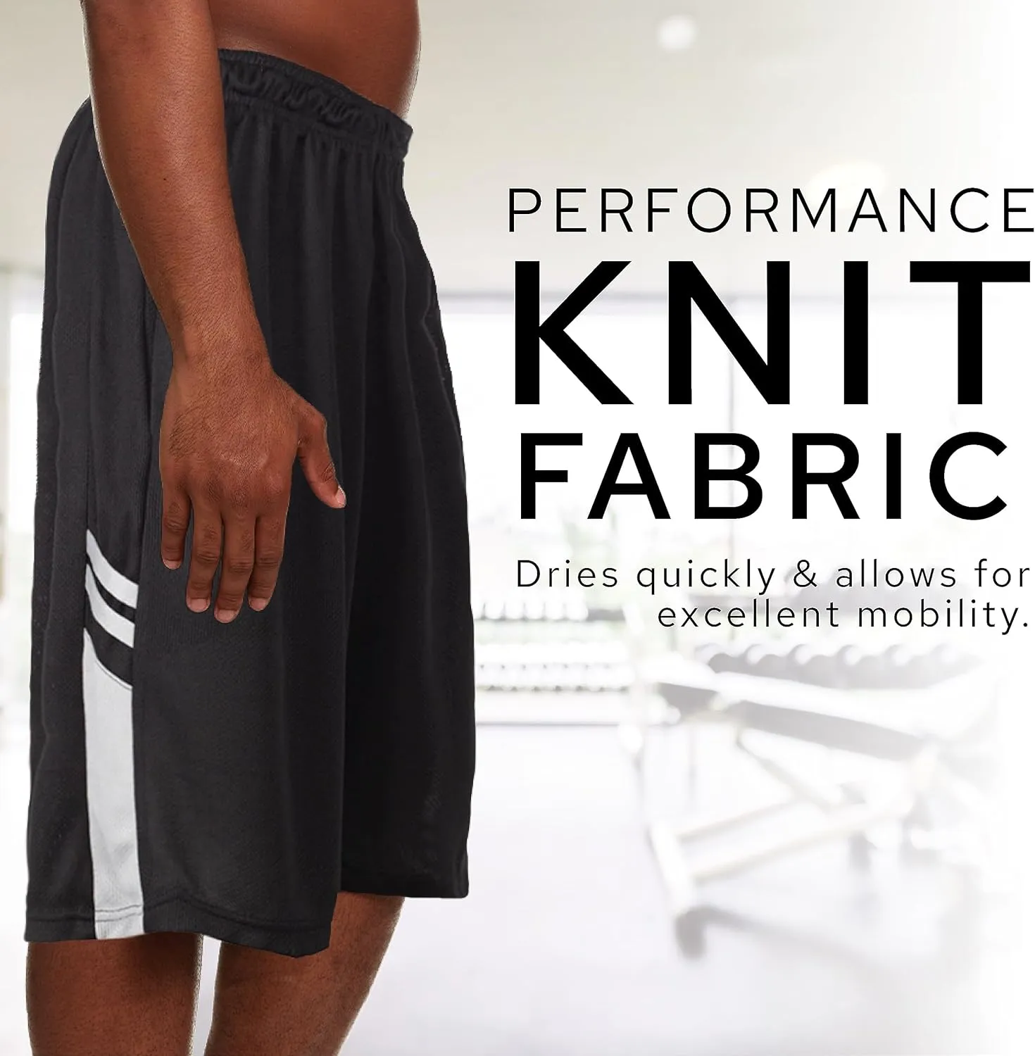 5 Pack: Men's Dry-Fit Sweat Resistant Active Athletic Performance Shorts