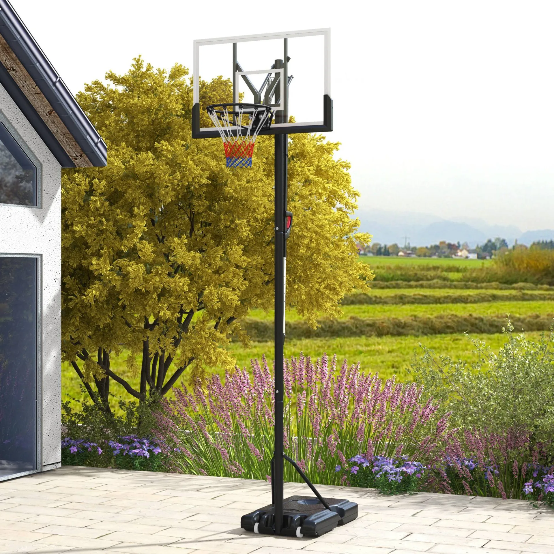 6 Level Height Adjustable Freestanding Basketball Hoop with Stand and Wheels, 2.35M-3.05M | SPORTNOW