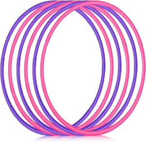 6 Pcs Exercise Hoop Detachable Fitness Rings Adjustable Plastic Toy Fitness Hoop Playground Toys Colored Circles for Teens Games Gymnastics Agility, 28 Inch(Rose Red, Purple)