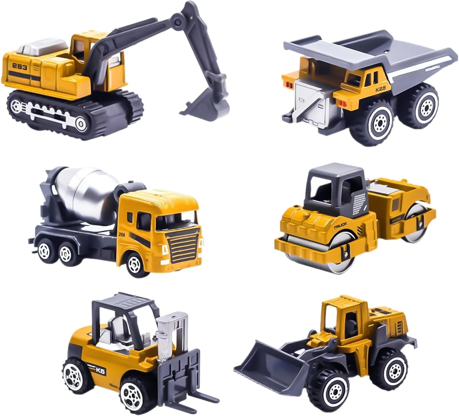 6 Pieces Construction Truck Toys, Diecast Construction Vehicles for Boys Age 4-7- Forklift Excavator Dump Tractor Toy Cars Kids Play Vehicles for Boys 3-5 6 7 8 Construction Birthday Party Supplies