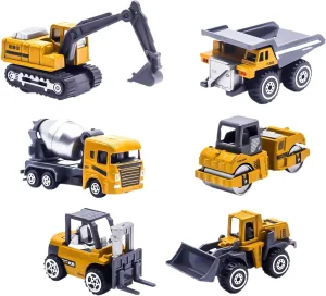 6 Pieces Construction Truck Toys, Diecast Construction Vehicles for Boys Age 4-7- Forklift Excavator Dump Tractor Toy Cars Kids Play Vehicles for Boys 3-5 6 7 8 Construction Birthday Party Supplies