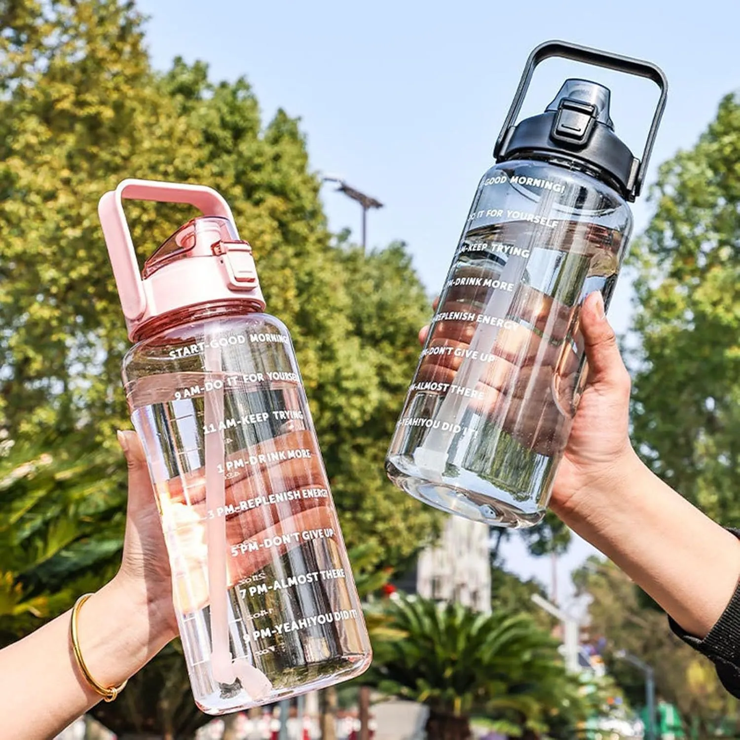 64 Ozwater Bottles with Motivational Time Markers and Handle,BPA-Free Leak Proof Plastic Water Bottles with Straw,Large Water Jug,Large Water Bottle for Sports Gym Outdoor Fitness Workout