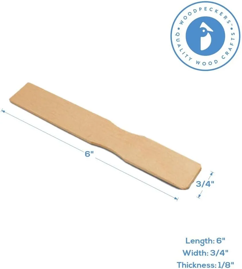 6" inch Paint Sticks, Bag of 100 Hardwood Paint Stirrers, Mixing Paddles for Epoxy or Resin, Garden or Library Markers