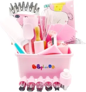 76 Pcs Kids Real Baking and Cooking Sets - Parent-Child Apron Cake Decorating Kit Piping Bags and Tips Set Kitchen Utensils with Storage Case for Child Junior Chefs 3  (Pink-2)