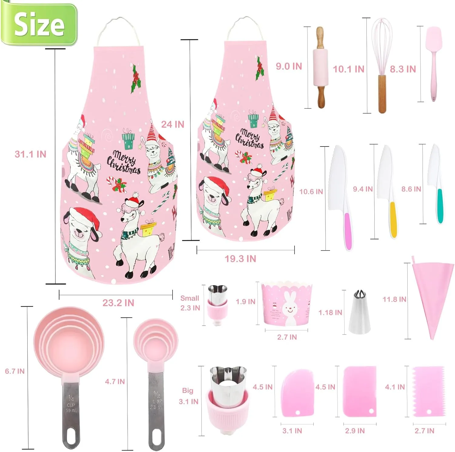 76 Pcs Kids Real Baking and Cooking Sets - Parent-Child Apron Cake Decorating Kit Piping Bags and Tips Set Kitchen Utensils with Storage Case for Child Junior Chefs 3  (Pink-2)