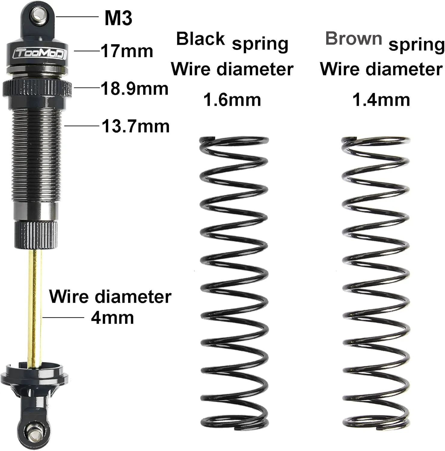 90mm RC Oil Shock Absorber Big Bore Damper for 1/10 Slash,Stampede,Rustler, Hoss,Bandit, Ford, Vorteks,etc. Parts Upgrade Replace 2Pcs (Black)
