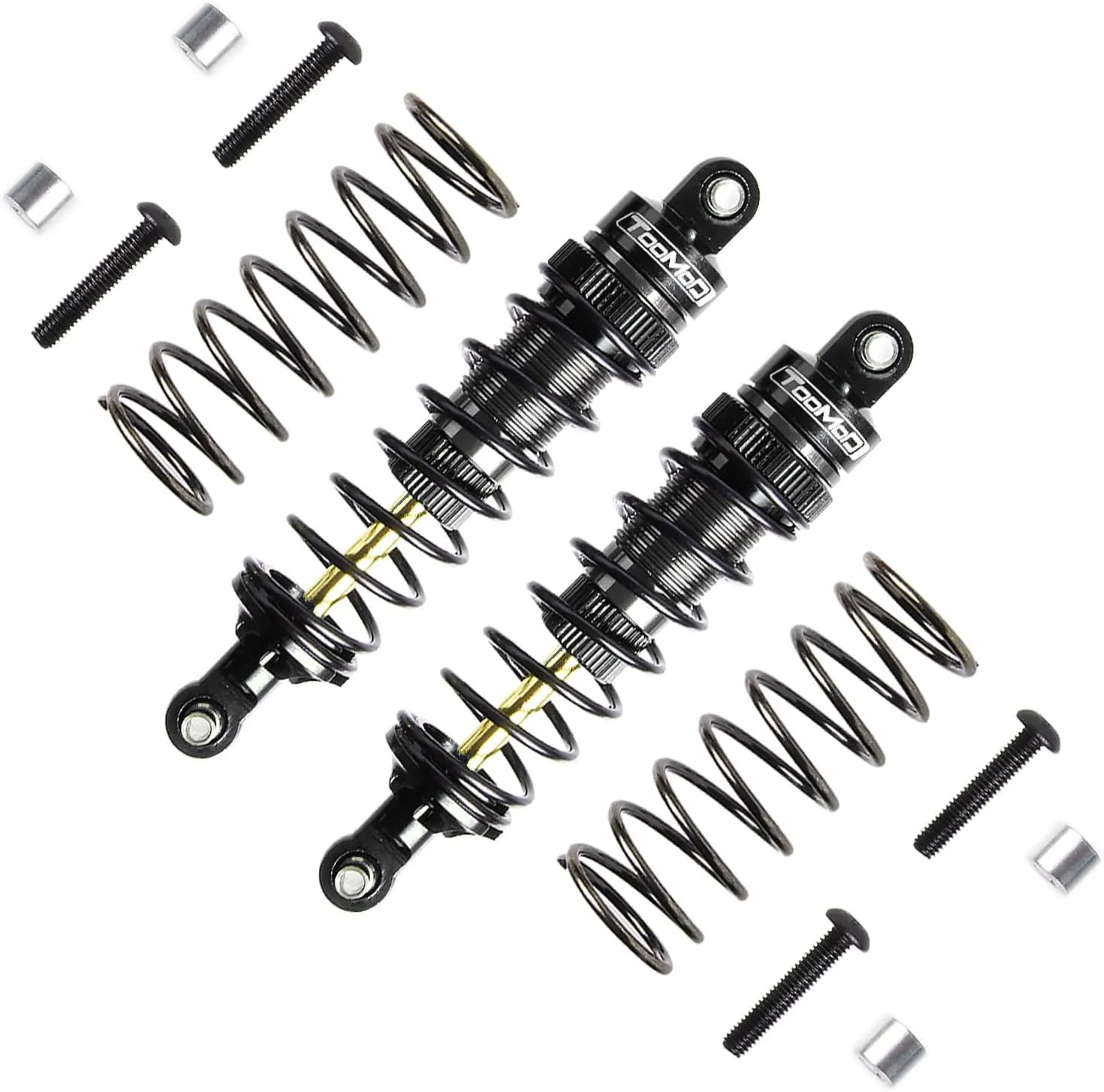 90mm RC Oil Shock Absorber Big Bore Damper for 1/10 Slash,Stampede,Rustler, Hoss,Bandit, Ford, Vorteks,etc. Parts Upgrade Replace 2Pcs (Black)
