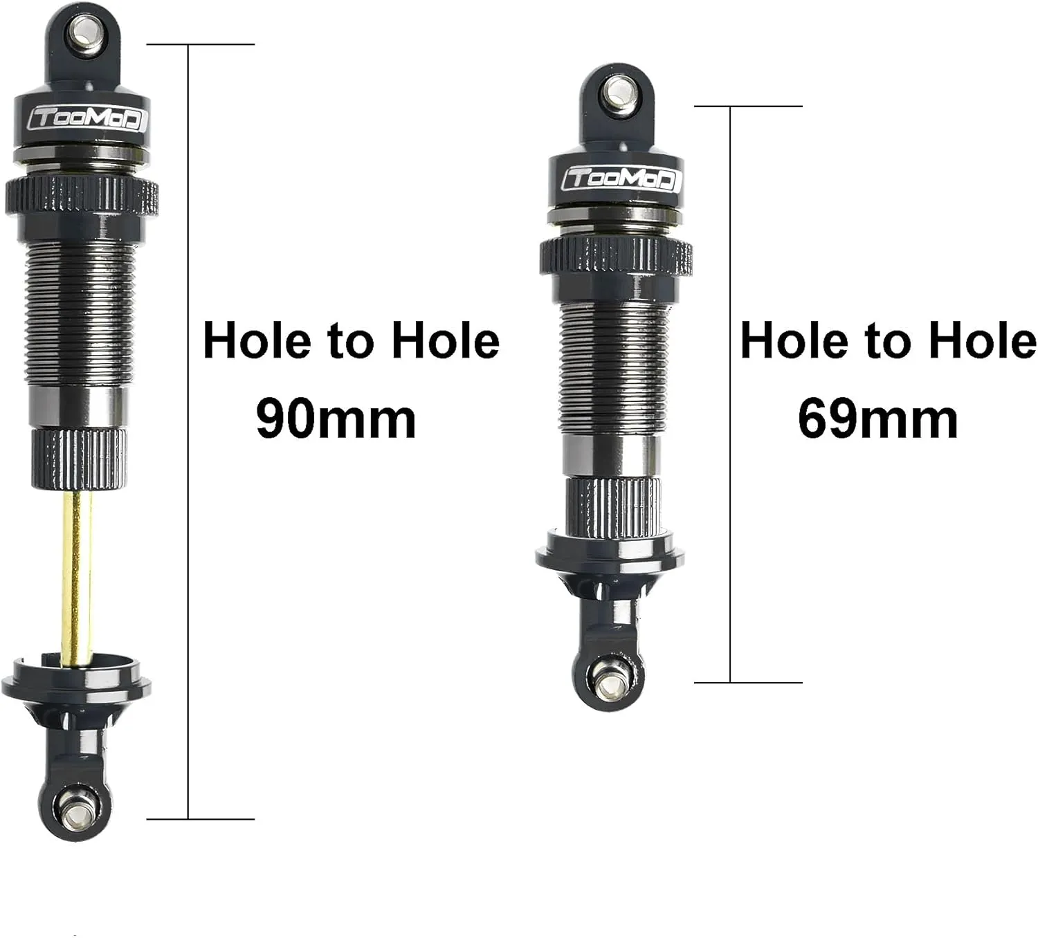 90mm RC Oil Shock Absorber Big Bore Damper for 1/10 Slash,Stampede,Rustler, Hoss,Bandit, Ford, Vorteks,etc. Parts Upgrade Replace 2Pcs (Black)