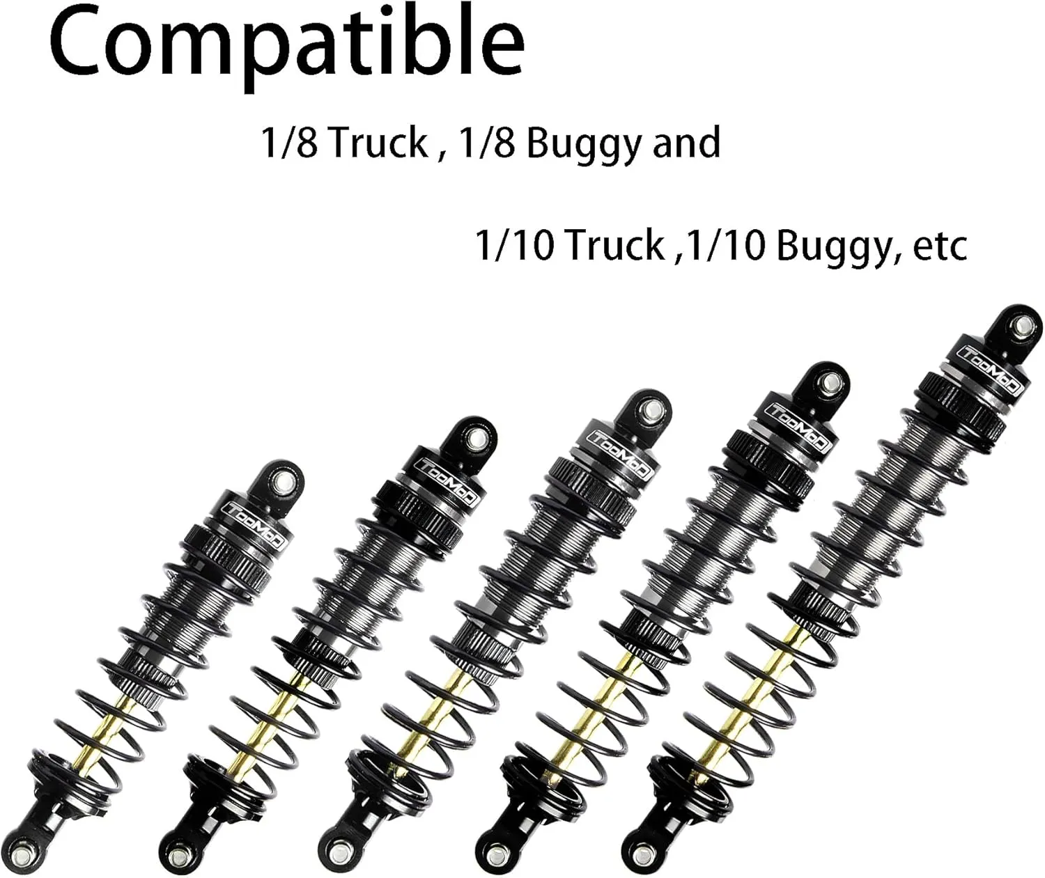 90mm RC Oil Shock Absorber Big Bore Damper for 1/10 Slash,Stampede,Rustler, Hoss,Bandit, Ford, Vorteks,etc. Parts Upgrade Replace 2Pcs (Black)