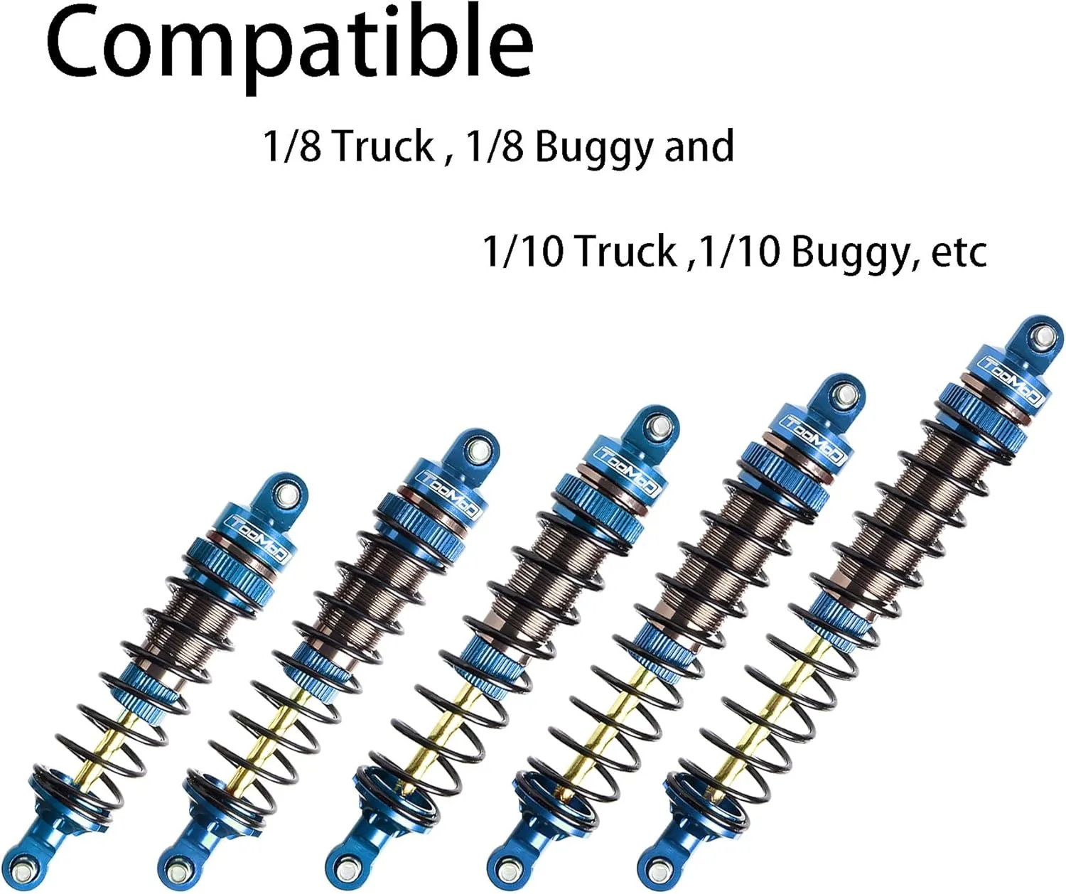 90mm RC Oil Shock Absorber Big Bore Damper for 1/10 Slash,Stampede,Rustler, Hoss,Bandit, Ford, Vorteks,etc. Parts Upgrade Replace 2Pcs(Blue)