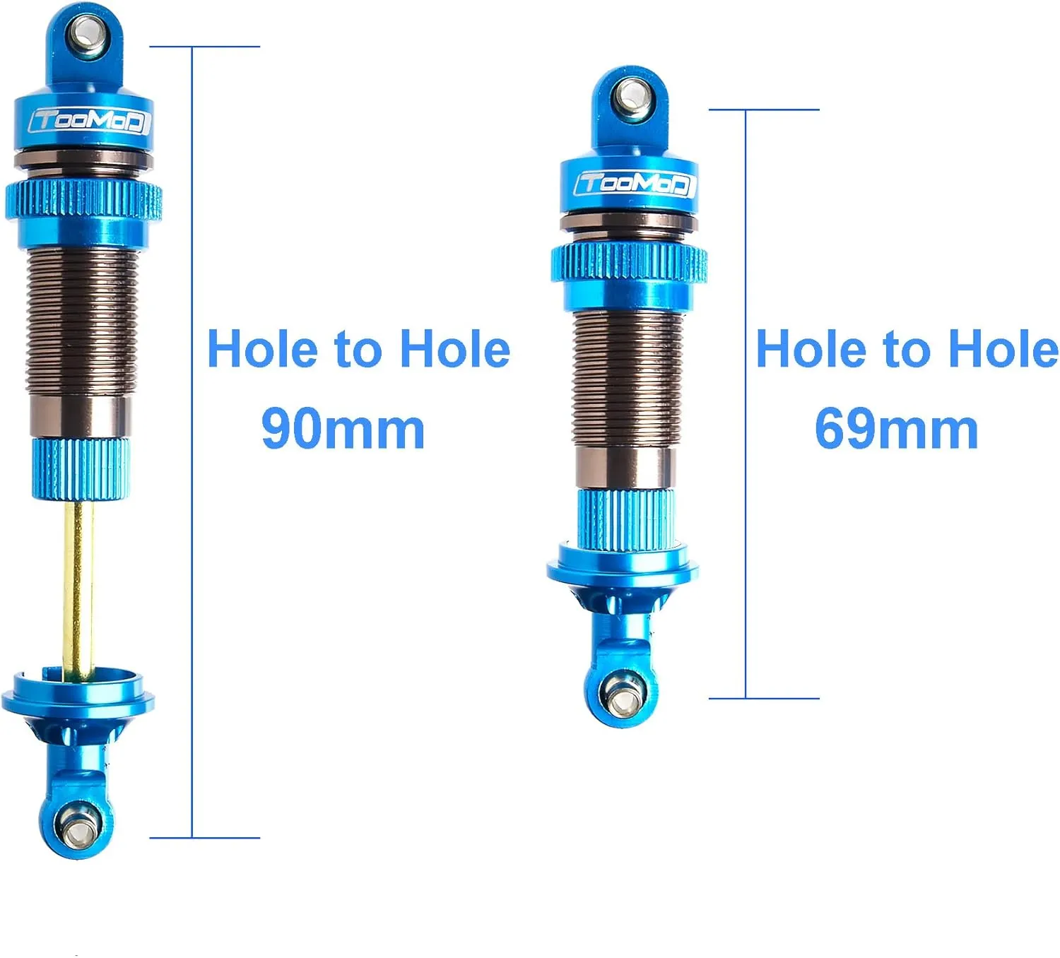 90mm RC Oil Shock Absorber Big Bore Damper for 1/10 Slash,Stampede,Rustler, Hoss,Bandit, Ford, Vorteks,etc. Parts Upgrade Replace 2Pcs(Blue)