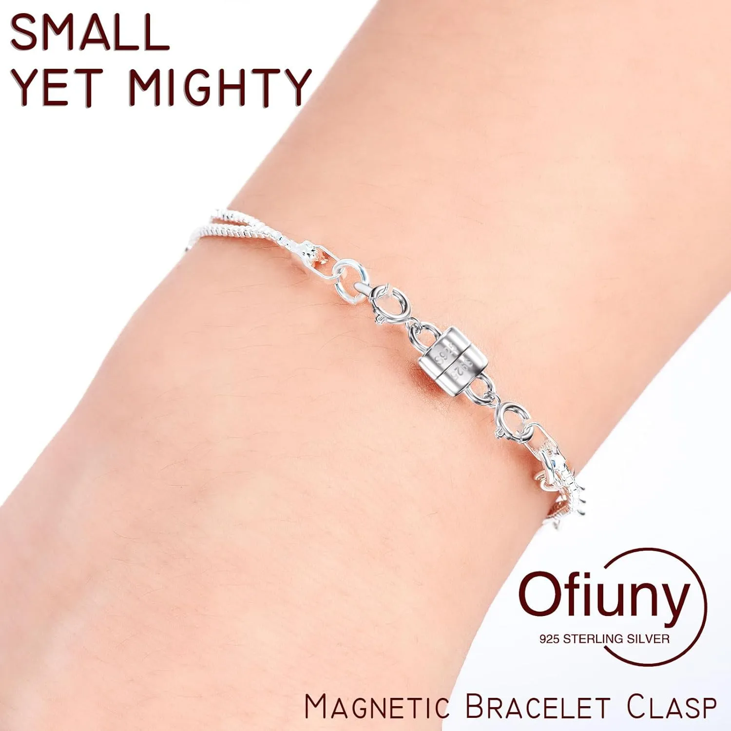 925 Sterling Silver Magnetic Necklace Clasps and Closures with Double Spring Ring,Magnetic Clasp Converter Necklace Extender for Bracelet Jewelry (Made in Italy)