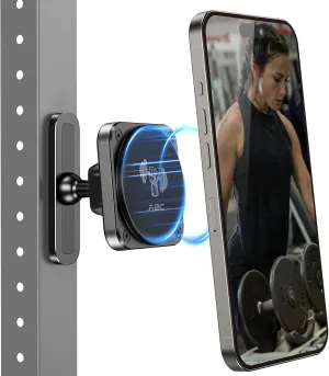 A2C Magnetic Phone Holder for Gym - Aluminum Alloy Base Attach to Metal Surfaces, Gym Phone Mount for MagSafe iPhone 12-16 Series, Ideal Gym Essentials for Workouts Recording