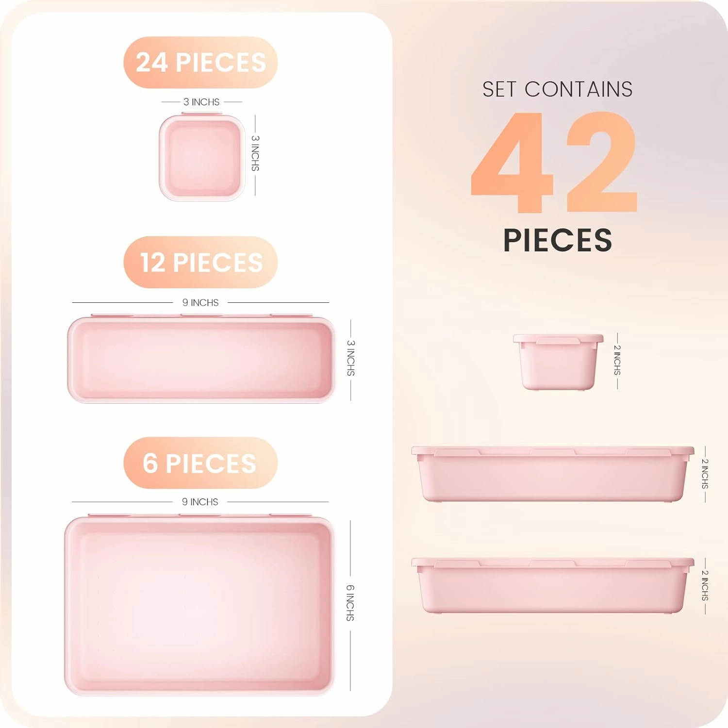 A-LuGei 【𝟰𝟮𝗣𝗖𝗦】【Pink】 Tool Box Organizer Tray Divider Set, Desk Drawer Organizer, Garage Organization and Storage Toolbox Accessories for Rolling Tool Chest Cart Cabinet Work Bench Small Parts