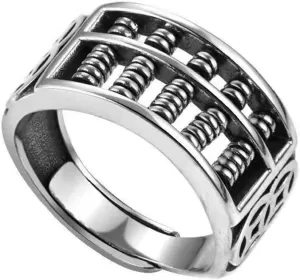 Abacus Ring Anxiety Ring for Women Men, Fidget Rings for Anxiety, Spinning Bead Adjustable Stacking Spinner Band Ring (Color : A)
