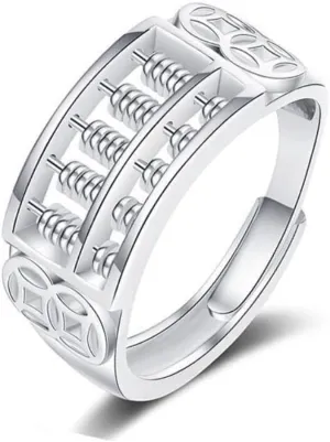Abacus Ring Anxiety Ring for Women Men, Fidget Rings for Anxiety, Spinning Bead Adjustable Stacking Spinner Band Ring (Color : B)