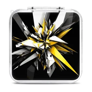 Abstract Black White Yellow Switch Game Case Switch Game Holder Cartridge Case Storage 12 Games & 2 Micro Sd Card Slots, Travel Carry Cases, Portable Games Card Storage, Hard Shell, Buckle Closure