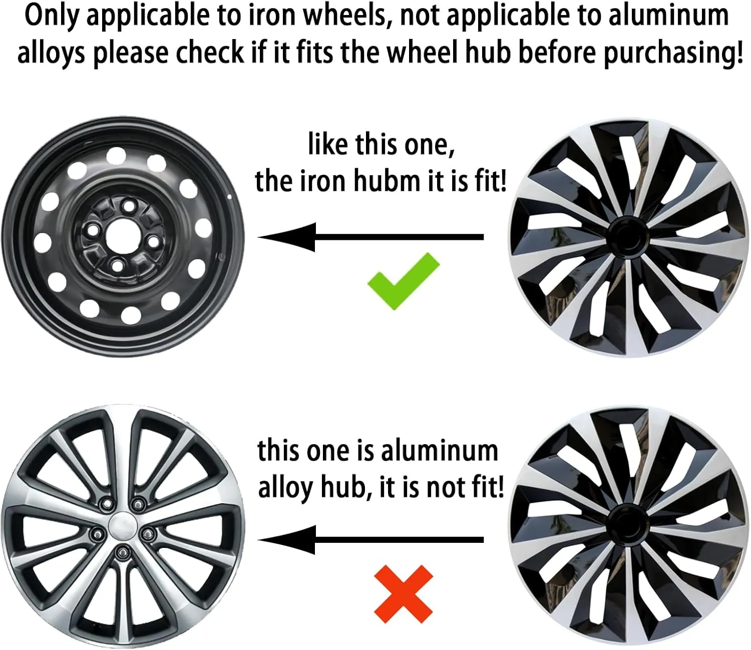 ABX Hubcap Wheel Covers Hub Caps 16 Inch Set of 4 Black & Silver Universal Wheel Rim Cover R16 Stylish Car Decor Wheel Covers for Toyota Camry Nissan Mazda (Black-A1, 16 inch)