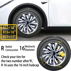 ABX Hubcap Wheel Covers Hub Caps 16 Inch Set of 4 Black & Silver Universal Wheel Rim Cover R16 Stylish Car Decor Wheel Covers for Toyota Camry Nissan Mazda (Black-A1, 16 inch)