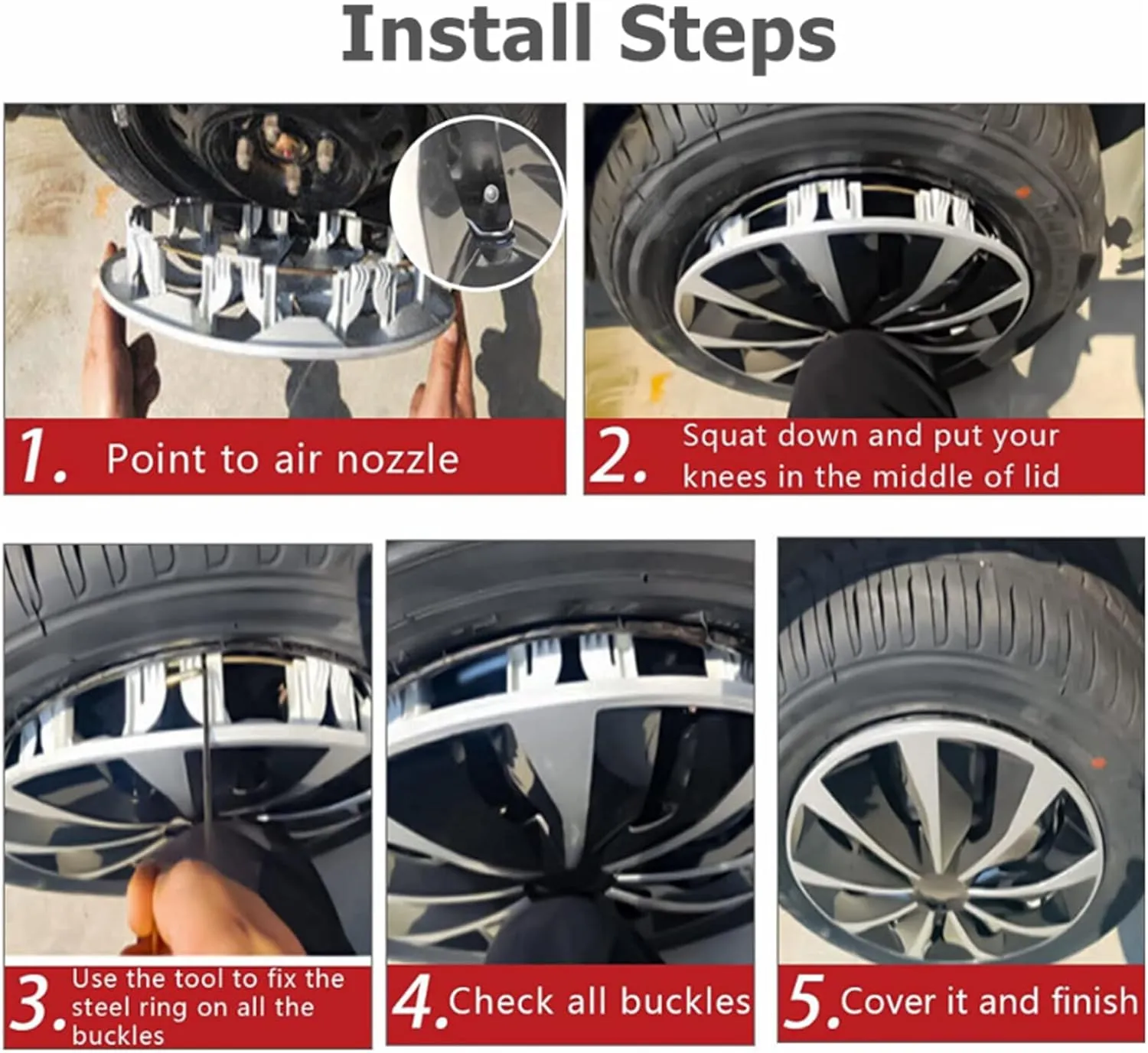 ABX Hubcap Wheel Covers Hub Caps 16 Inch Set of 4 Black & Silver Universal Wheel Rim Cover R16 Stylish Car Decor Wheel Covers for Toyota Camry Nissan Mazda (Black-A1, 16 inch)